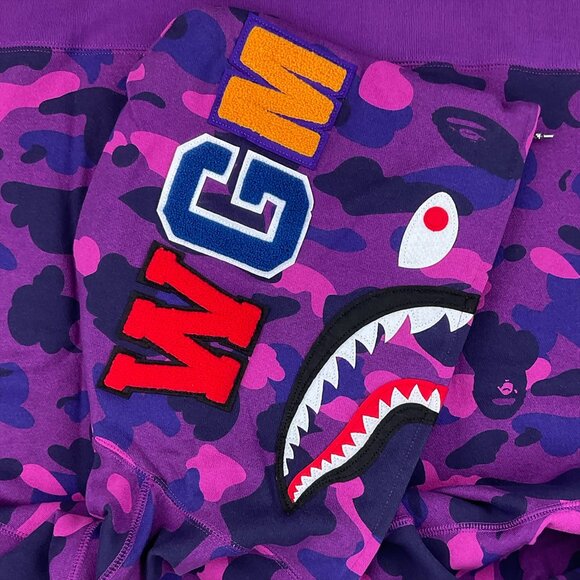 BAPE Color Camo Shark WGM Hoodie Sweatshirt Purple | A Bathing Ape - Picture 6 of 13